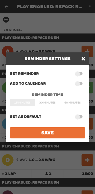 Save Save button in reminder settings